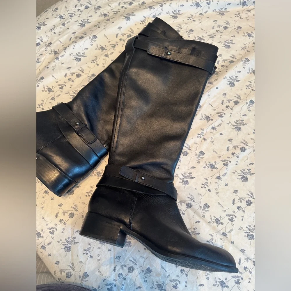 Franco Sarto Black Leather Boots - Picture 4 of 12